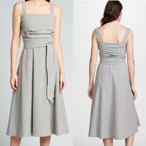 Veronica Beard Positano Gingham plaid blue pink Seersucker Belted Dress size 2